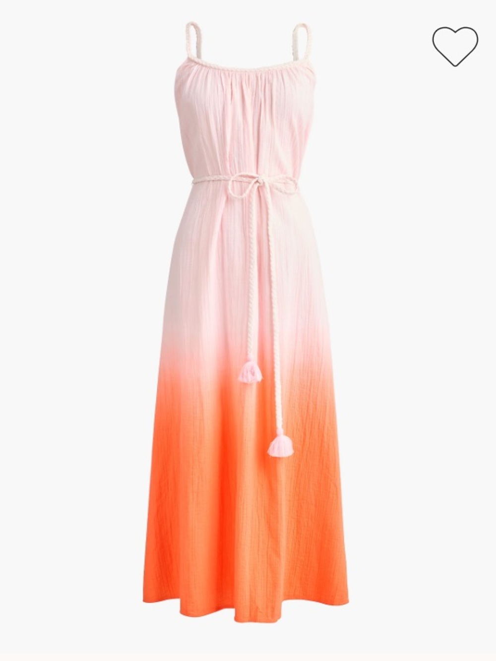 J. Crew Factory Pink to Orange Ombre Midi Dress Gauze Braided Vacation NWT XS - Picture 4 of 7